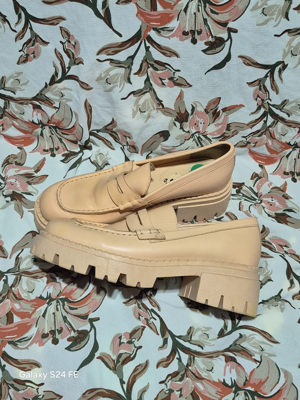 Free People Nude Chunky Lug Penny Loafers
